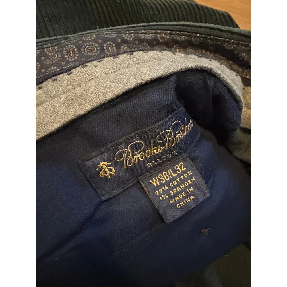 Brooks Brothers Elliot Corduroy Pants 36x31 Forest Green Wide-Wale Pleated